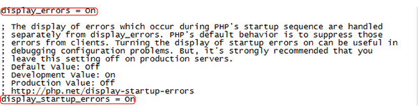 How to enable displaying errors in php