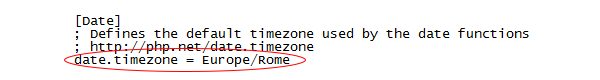 Changed timezone in phpini file