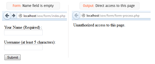 direct access to form is not allowed