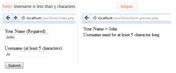 Username is short